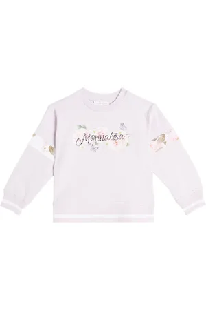 MONNALISA Logo floral cotton jersey sweatshirt