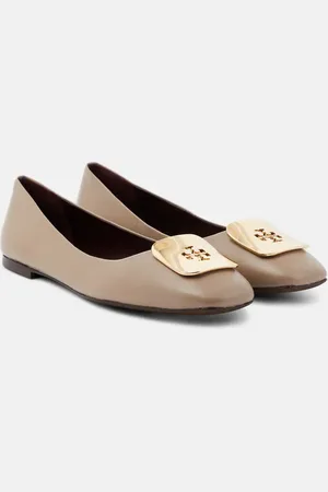 Tory Burch Georgia logo leather ballet flats