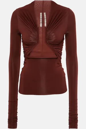 Rick Owens Cutout ruched jersey top