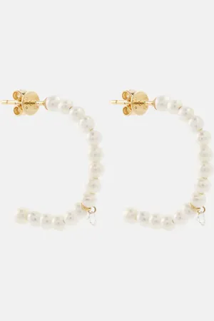 PERSÉE PersÃ©e 18kt hoop earrings with pearls and diamonds