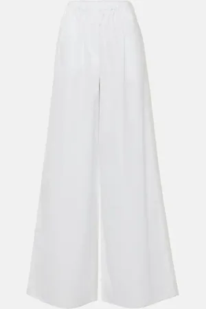 White High Waisted Pleated Pants