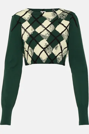 Burberry Argyle cropped cotton sweater