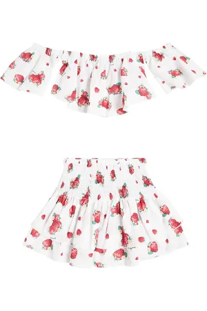 MONNALISA Printed cotton top and skirt set