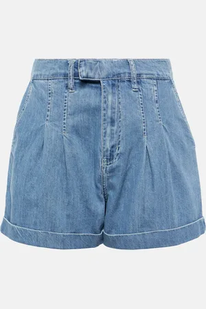 Frame Pleated denim shorts