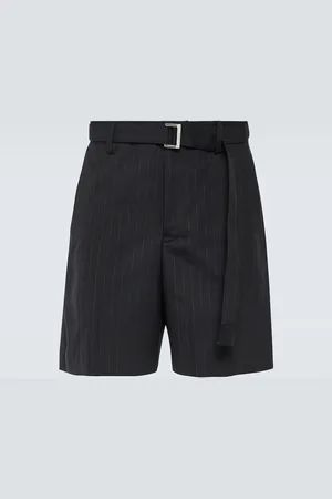SACAI Chalk stripe wool-blend shorts