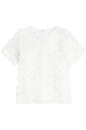 CAROLINE BOSMANS Floral-appliquÃ© tulle top