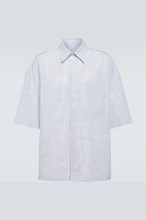 Bottega Veneta Checked cotton and linen bowling shirt