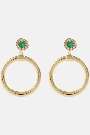 Ileana Makri Endless 18kt hoop earrings with emeralds and diamonds