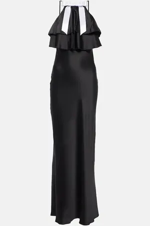 RODARTE Bow-detail halterneck silk satin gown