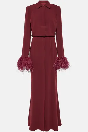 Roland Mouret Feather-trimmed crÃªpe satin shirt dress