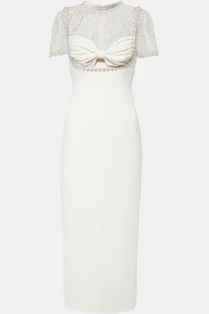 Self-Portrait Bridal embellished crÃªpe midi dress