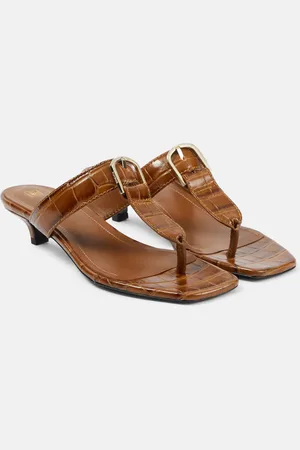 Totême The Belted croc-effect leather thong sandals