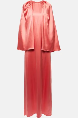 MONIQUE LHUILLIER Caped silk satin gown