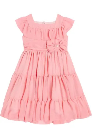 PATACHOU Bow-detail tiered chiffon dress