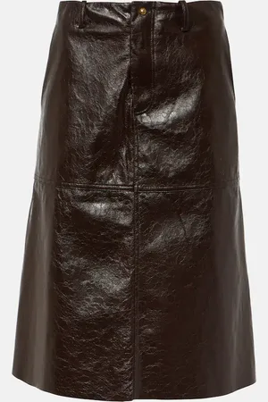 JACQUES WEI Faux leather midi skirt