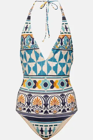 La DoubleJ Printed halterneck swimsuit