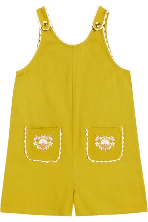 Louise Misha Elena embroidered cotton canvas playsuit