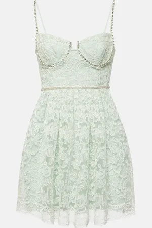 Self-Portrait Embroidered lace minidress