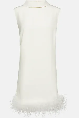 RIXO London Bridal Candice feather-trimmed silk minidress
