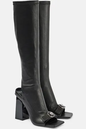 high Versace - Leather platform knee-high boots, Mytheresa
