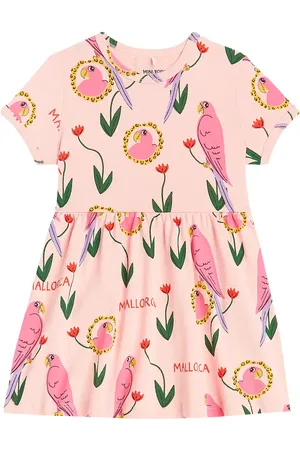 Mini Rodini Parrots printed cotton crÃªpe dress