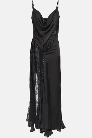 Y / PROJECT Lace-trimmed asymmetric maxi dress