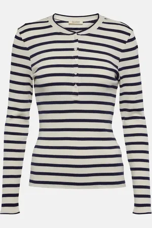 NILI LOTAN Jordan Henley striped cotton T-shirt