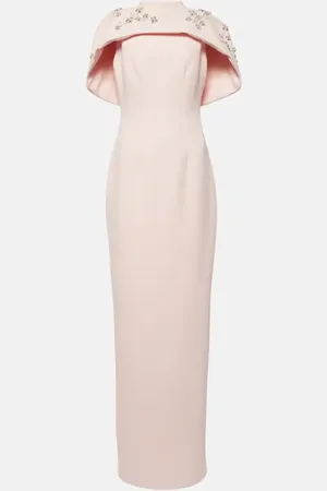 Safiyaa Embellished caped crÃªpe gown