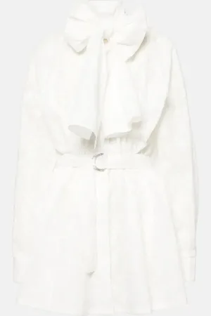 Norma Kamali Bow-detail embroidered cotton minidress