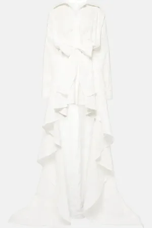 Norma Kamali Embroidered asymmetric cotton gown