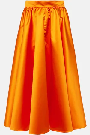 Patou Pleated satin midi skirt