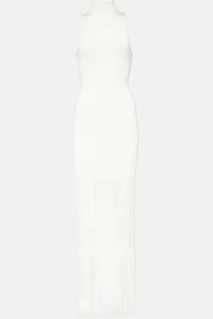 Khaite Zare fringed ribbed-knit maxi dress