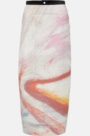 JACQUES WEI Printed cotton-blend midi skirt