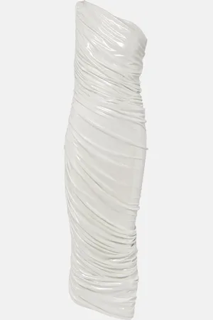 Norma Kamali Diana one-shoulder ruched lamÃ© gown