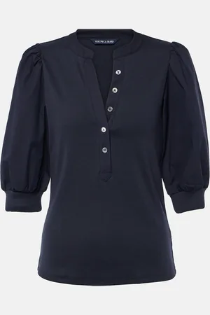 VERONICA BEARD Coralee puff-sleeve cotton-blend top