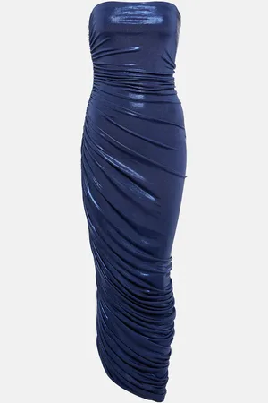 Norma Kamali Diana ruched metallic gown