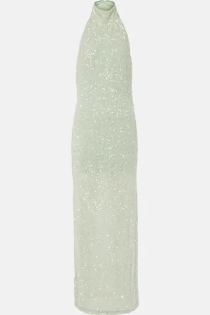 ROTATE Sequined halterneck gown