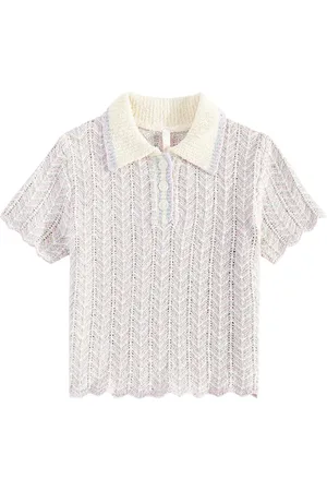 ZIMMERMANN Halliday pointelle cotton-blend polo shirt