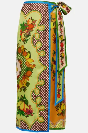 ALÉMAIS AlÃ©mais Lemonis printed silk twill wrap skirt