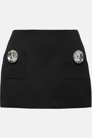 AREA Jumbo crystal-embellished wool miniskirt
