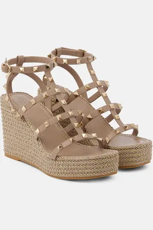 VALENTINO GARAVANI Torchon leather wedge espadrilles