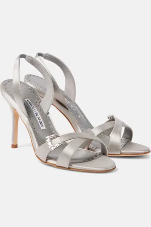 Manolo Blahnik Ramisli embellished satin slingback sandals