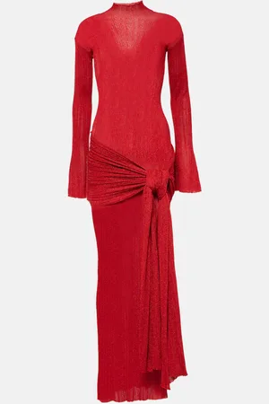 AYA MUSE Draped lamÃ© maxi dress