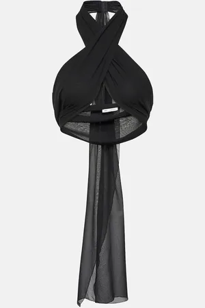Ami Draped halterneck silk bra top