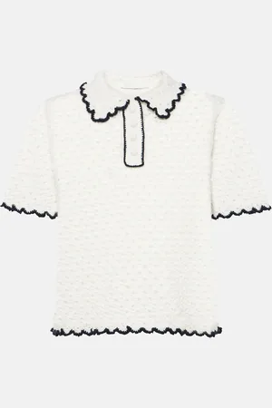 ZIMMERMANN Halliday pointelle scalloped polo shirt