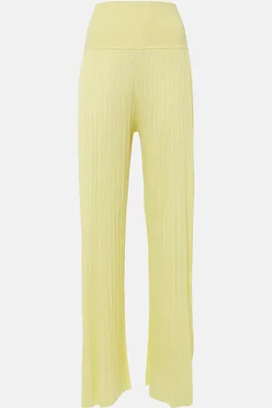 Alaïa AlaÃ¯a Pleated high-rise jersey straight pants