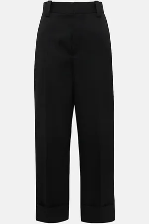 Bottega Veneta Mid-rise cropped wool wide-leg pants