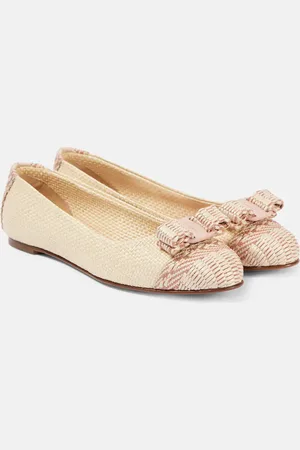 Salvatore Ferragamo Varina raffia-effect ballet flats