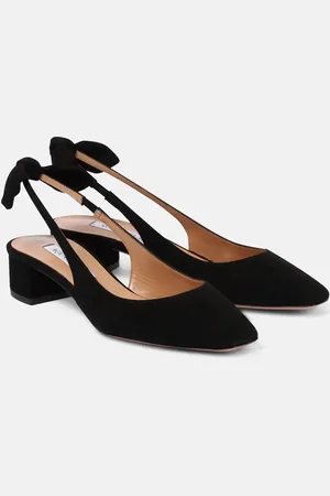 Aquazzura Very Bow 35 suede slingback pumps