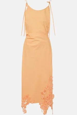 Acne Studios Lace-trimmed cotton midi dress